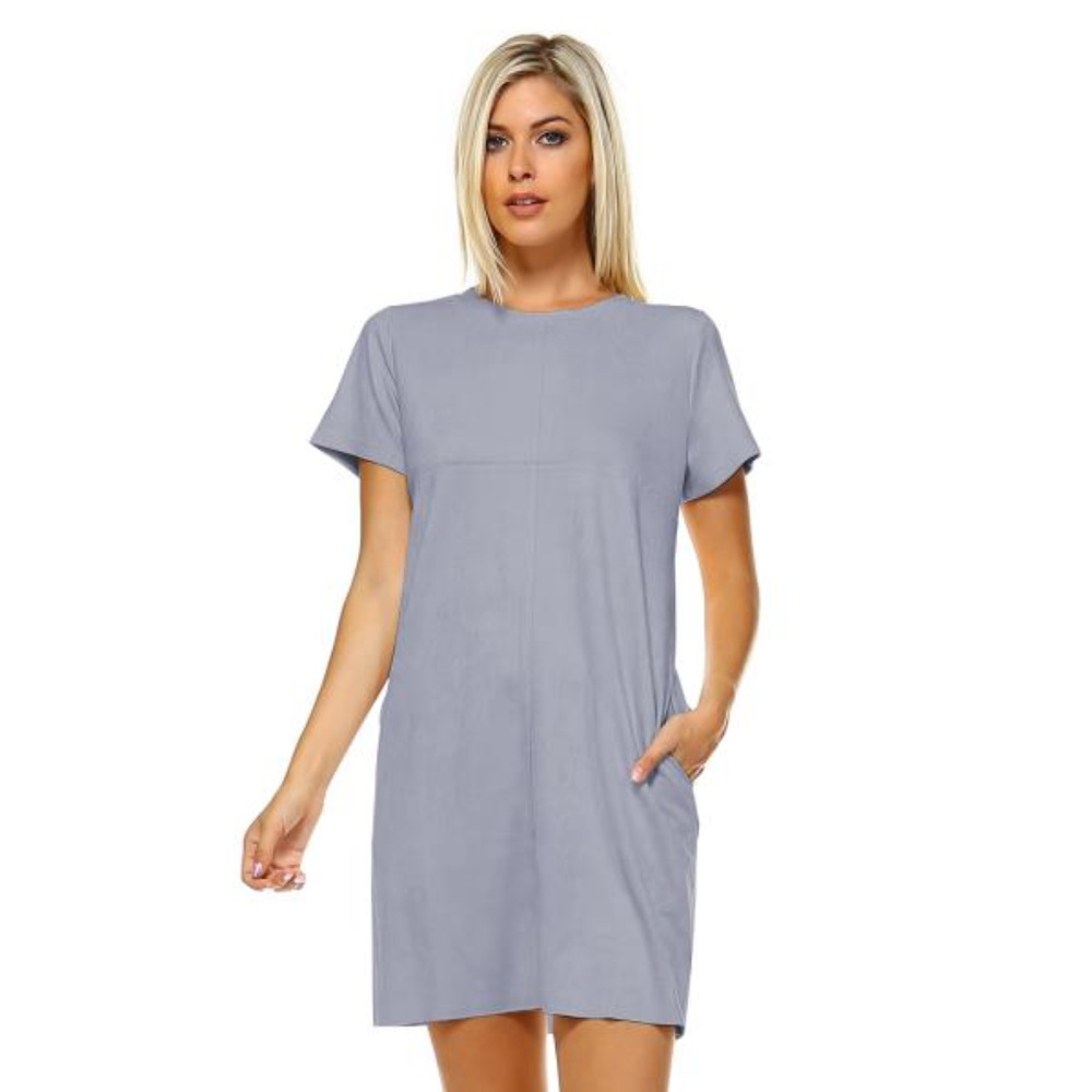 Blue/Grey suede type dress with pockets